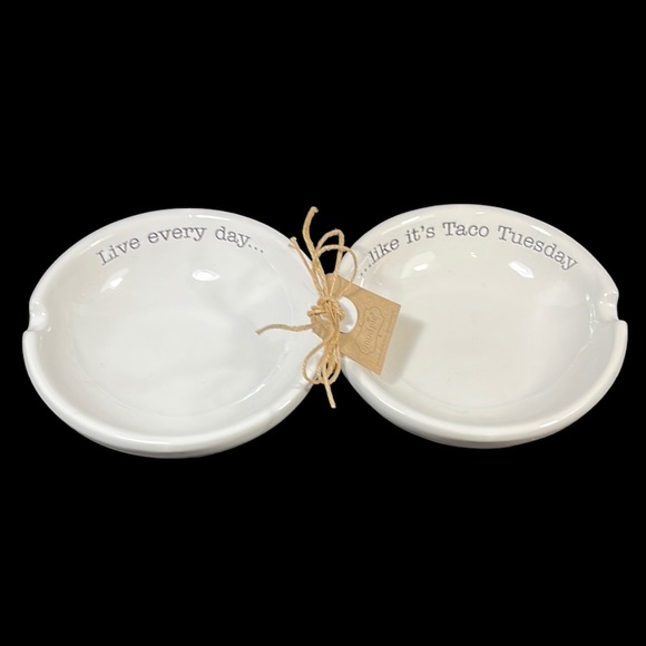 MUD PIE Double Salsa Server Set “Live Every Day…like it’s Taco Tuesday” NWT - Picture 3 of 9